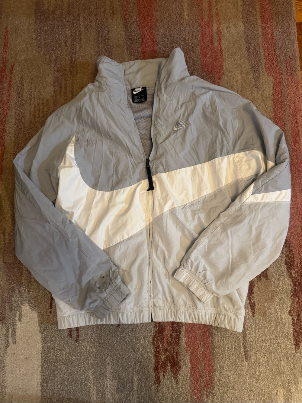 Nike Grey & White Swoosh Windbreaker Jacket